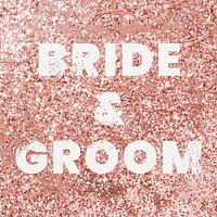 Bride & groom typography on a copper glitter background