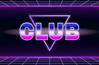 Club retro style word on futuristic background