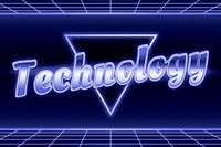 Retro 80s neon technology word grid typography