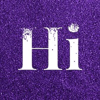 Hi glittery greeting typography text word