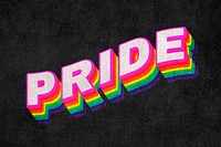 PRIDE rainbow word typography on black background 