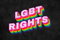 LGBT RIGHTS rainbow word typography on black background