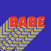 BABE layered text retro typography on blue