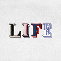 Life shadowed word vintage typography