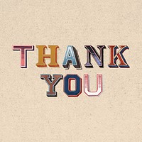 3D shadowed vintage thank you lettering