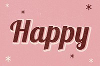 Happy retro word typography on pink background