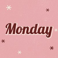 Monday retro word typography on a pink background