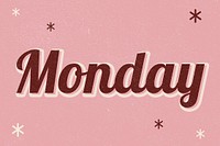 Monday retro word typography on a pink background