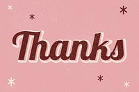 Thanks retro word typography on pink background