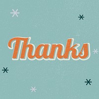 Thanks retro word typography on green background