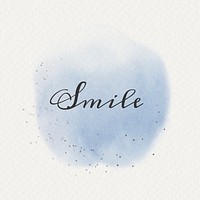 Text smile calligraphy on pastel blue