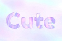 Holographic cute text pastel shiny typography