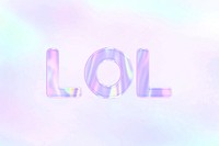 Pastel purple LOL lettering holographic effect