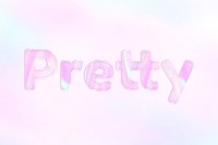 Pretty word holographic effect pastel gradient typography