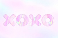 Pastel pink XOXO text holographic effect