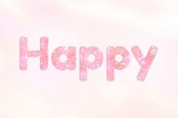 Happy word art bling bling holographic effect pastel gradient