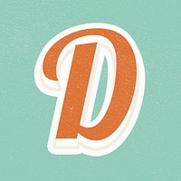 Letter D retro bold font typography and lettering
