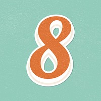 Number eight vintage font lettering typography sticker