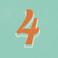 Number four 4 retro vintage font