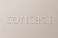 Contact embossed text white paper background