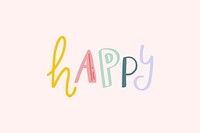 Doodle lettering happy vector calligraphy