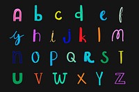 Alphabet vector font doodle style colorful set