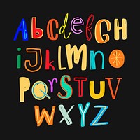 Doodle alphabet vector typography colorful set