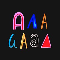 Vector hand drawn letter A typography colorful set