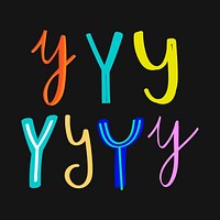 Vector letter Y doodle typography set