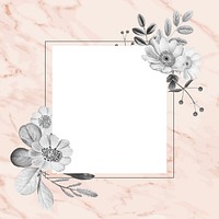 Floral frame vector hand drawn vintage illustration