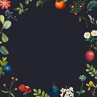 Flower and fruit frame vector with design space