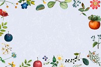 Flower and fruit frame vector with design space