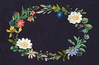 Botanical wreath vector on summer floral pattern