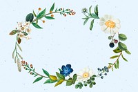 Botanical wreath vector on summer floral pattern