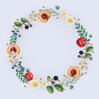 Botanical wreath vector on summer floral pattern