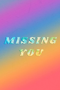 Floral missing you italic retro typography