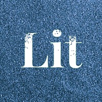 Lit blue glitter lettering typography