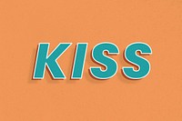 Kiss word 3d italic font retro lettering