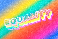 Equality word 3d vintage typography rainbow gradient texture