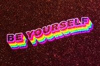 Be yourself word 3d effect typeface rainbow lgbt pattern