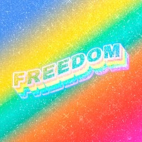 Freedom text 3d vintage word art glitter texture