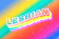 Lesbian word 3d effect typeface rainbow gradient