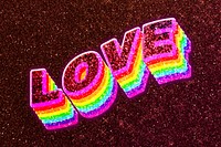 Love word 3d vintage typography wavy rainbow