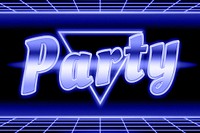 Party futuristic blue text typography