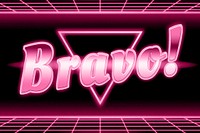 Bravo retro neon font word grid lines