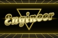 Golden engineer neon grid word typography