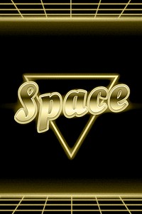 Retro space golden font word grid lines