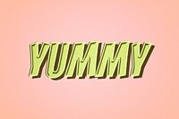 Yummy word retro style typography illustration