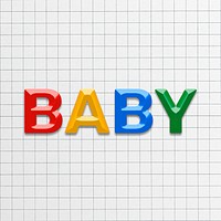 Baby text word 3d colorful font typography