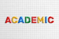 Academic text word 3d colorful font typography
